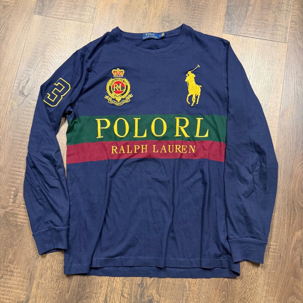 Polo Ralph Lauren Big Pony Crest Spell out #3 Long Sleeve Shirt Men's XL